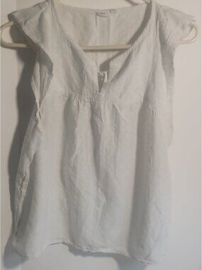 Linen Blend Cap Sleeve Top